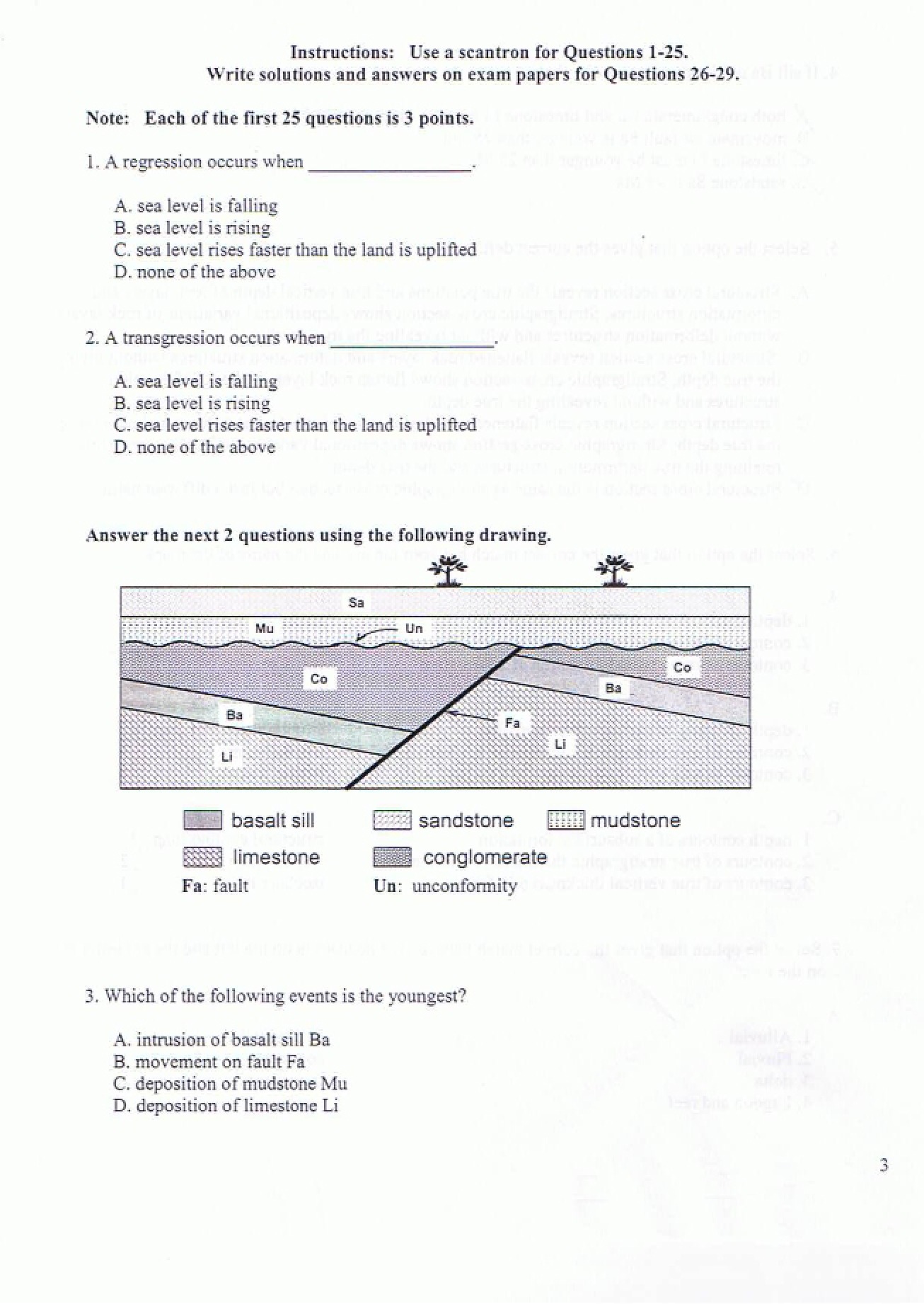 First Test from Fall 2007 for Geology of Petroleum
