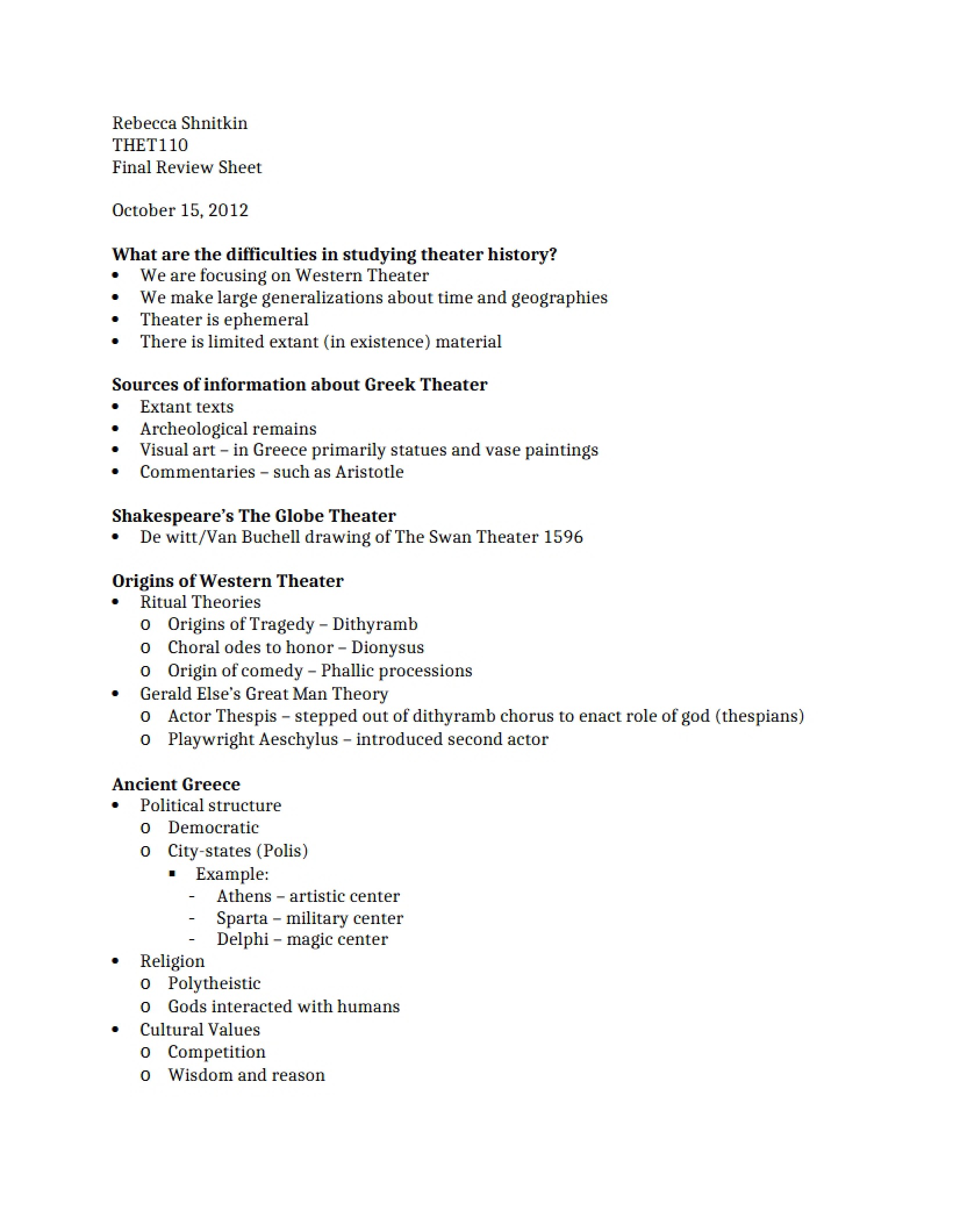 Final Course Review