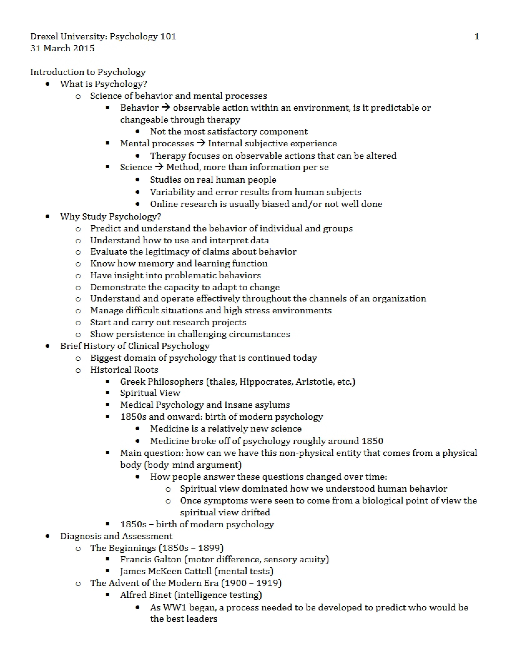 Intro to Psychology Concepts