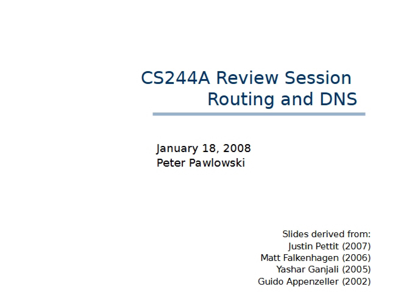 Review Session on DNS and Routing