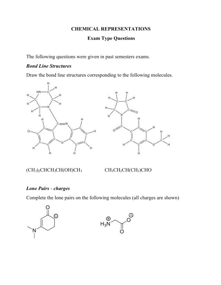 Bond Line Structures and Lone Pairs