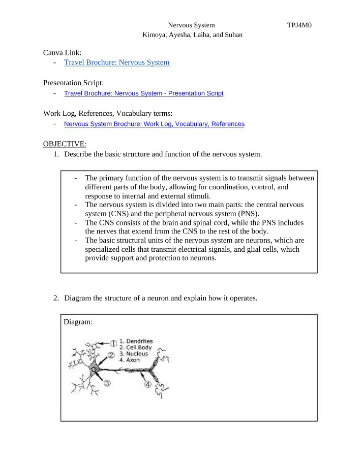 Notes on the Nervous System