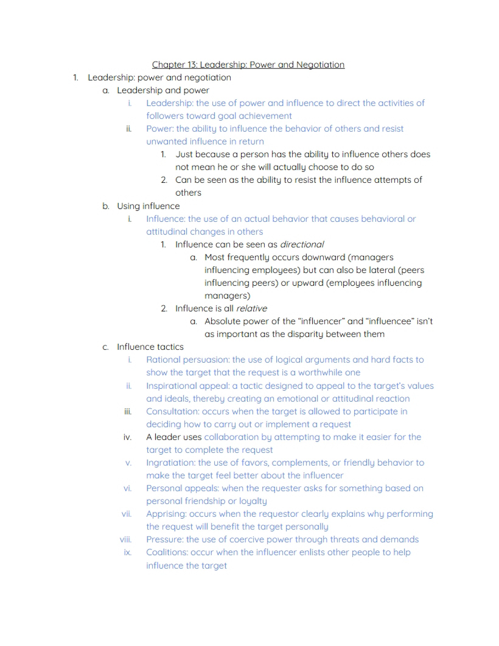 Power, Negotiation, and Leadership (Chapter 13)