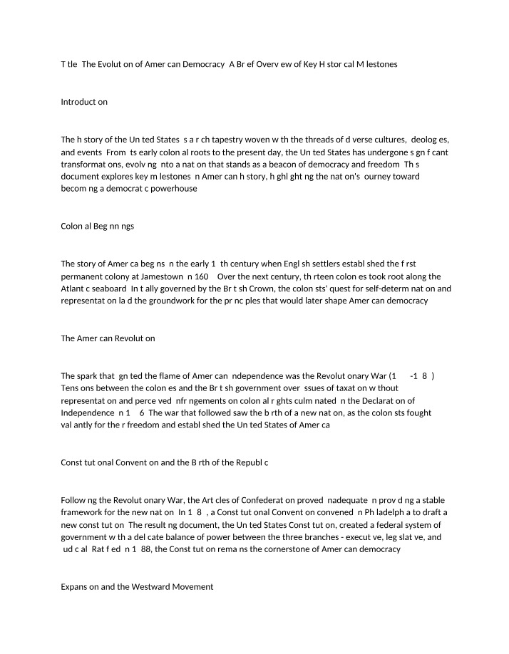 Evolution of Democracy in America