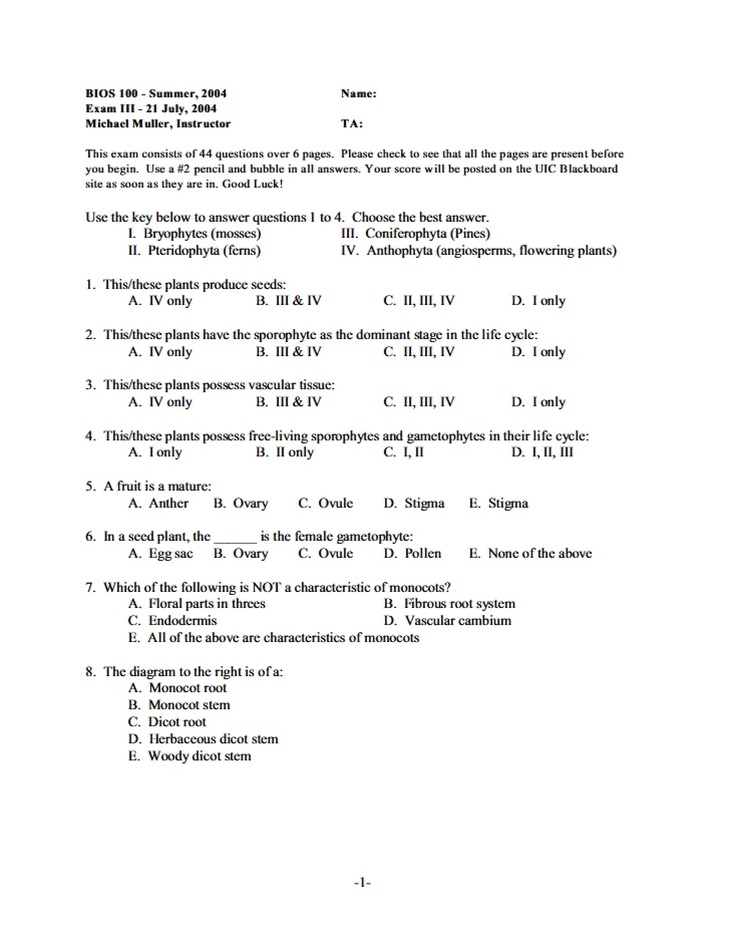 Examination Paper
