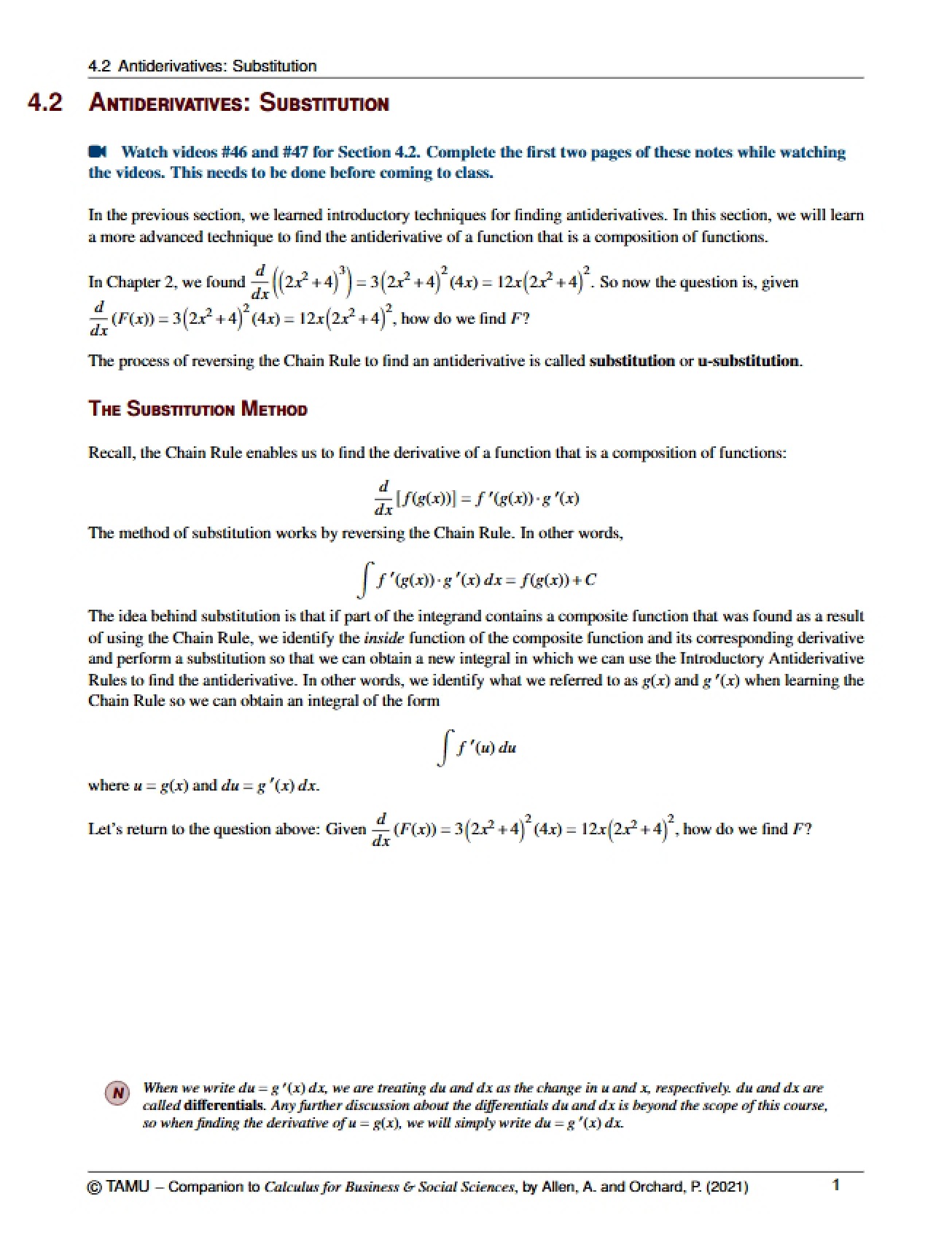 Antiderivatives by Substitution