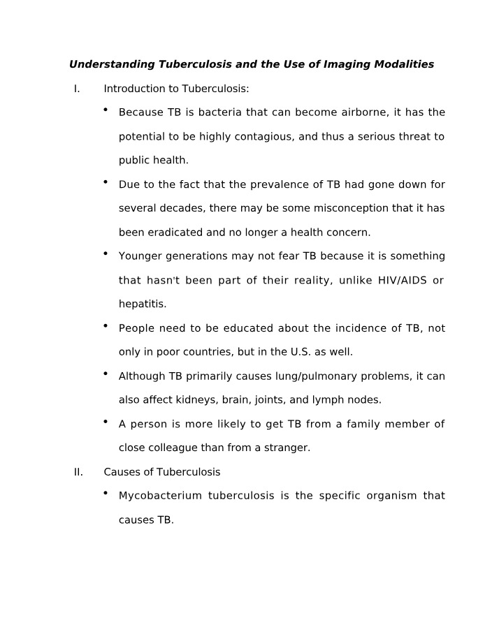Imaging Modalities and Tuberculosis
