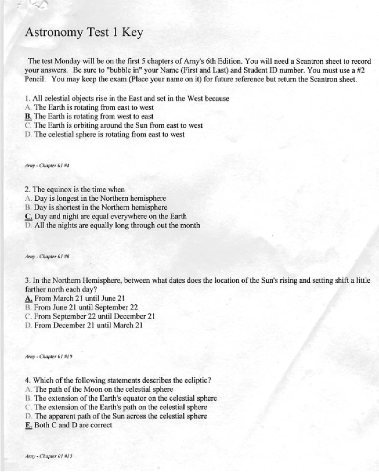 Solutions for Test One
