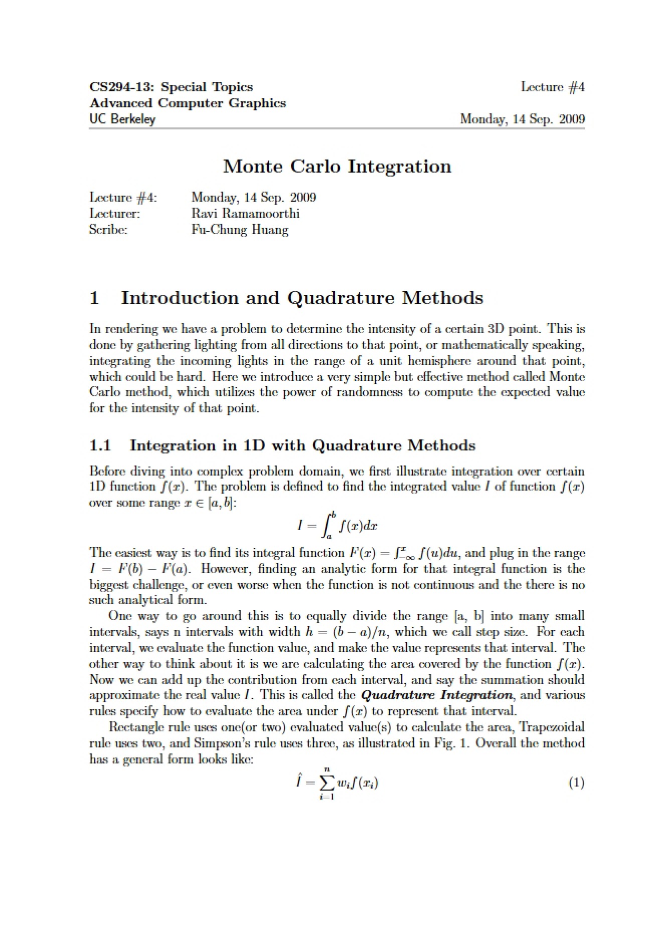 Introduction to Monte Carlo Integration