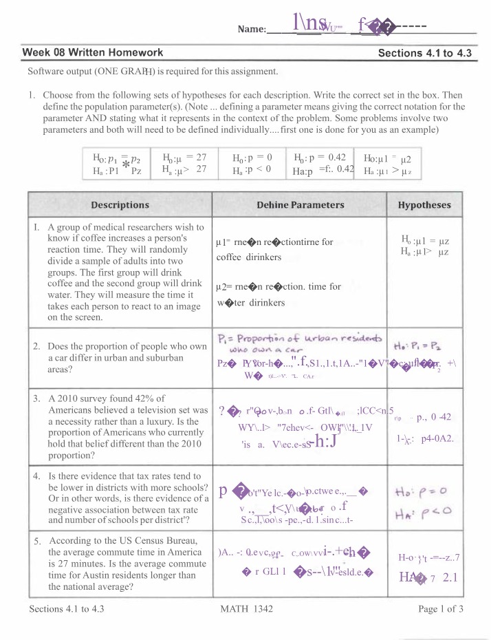 Analyzing Population Parameters and Hypotheses