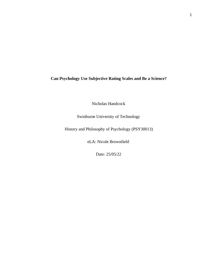 History and Philosophy of Psychology Essay