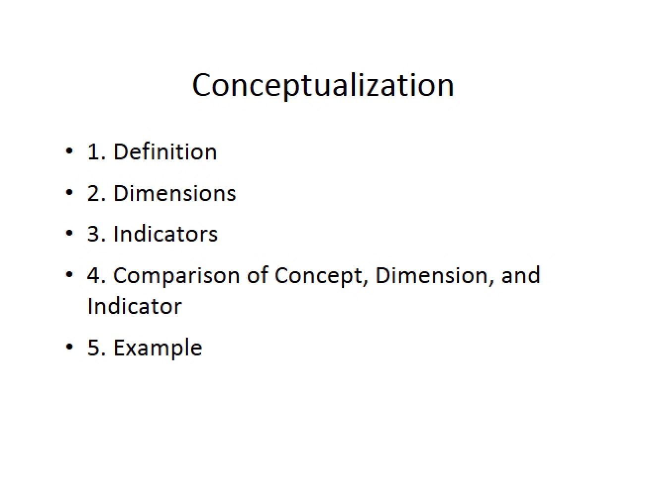 Notes on Conceptualization Lecture