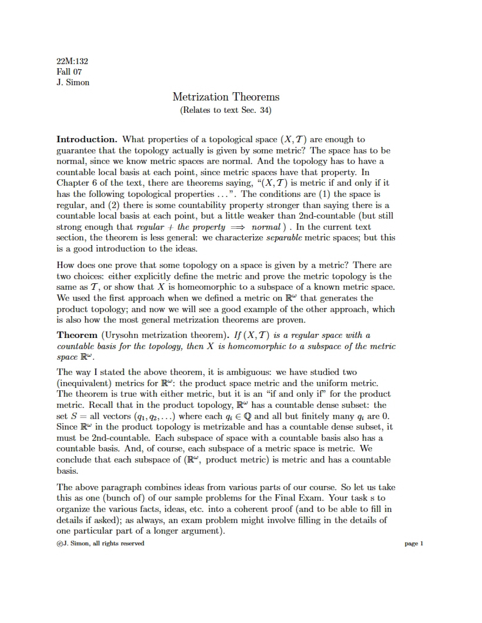Theorems of Metrization