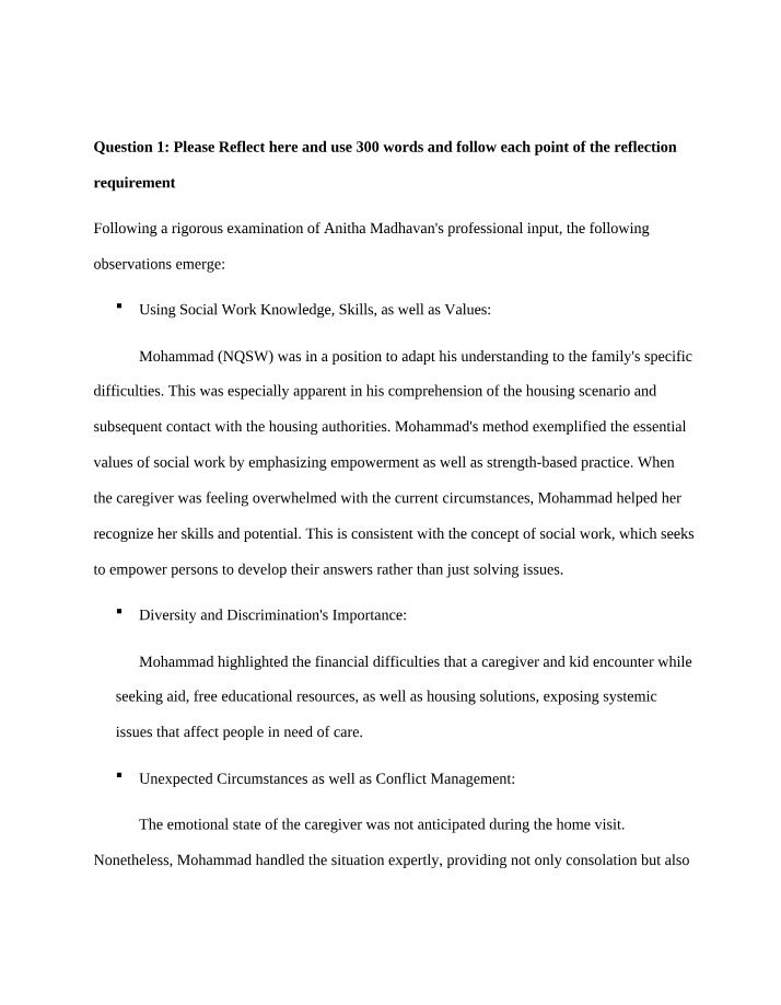Reflection Paper for Social Work