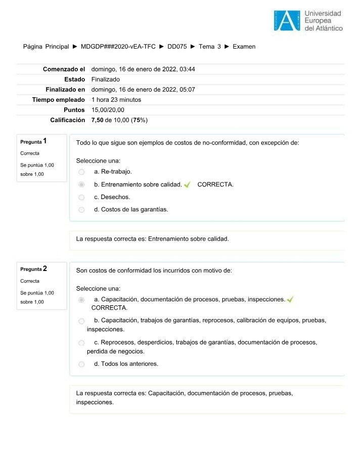 Gestión de Calidad y Riesgos - Examen