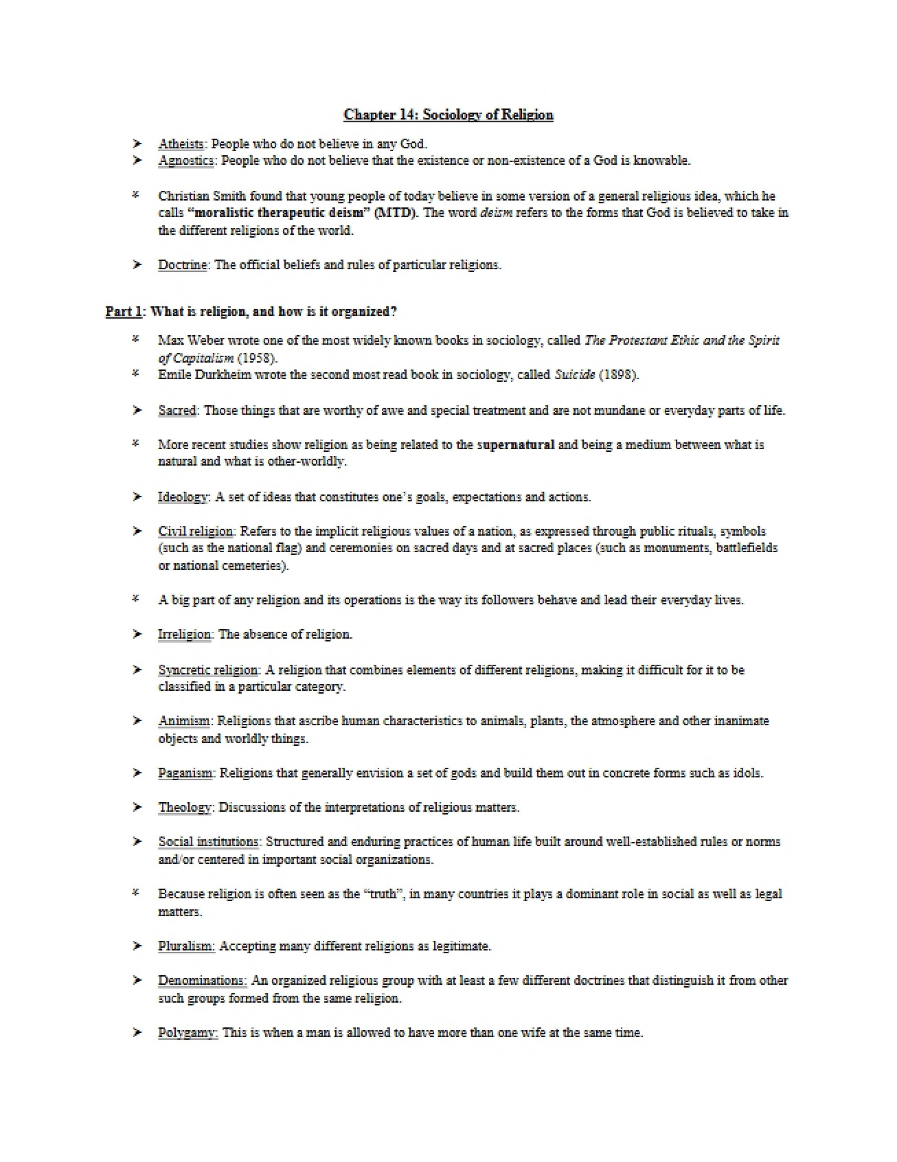Religion and Sociology (Ch 14)