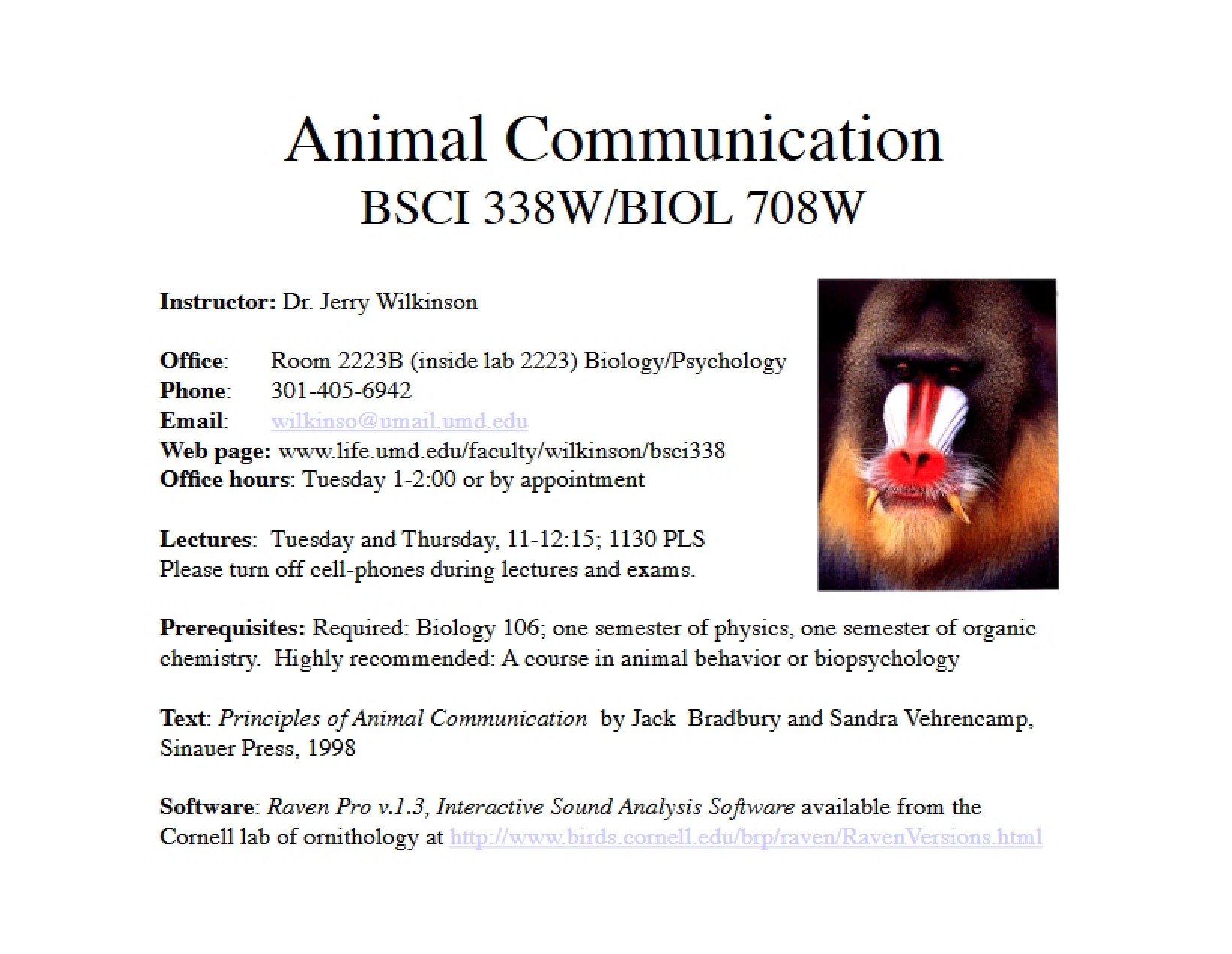 Animal Communication Course Outline
