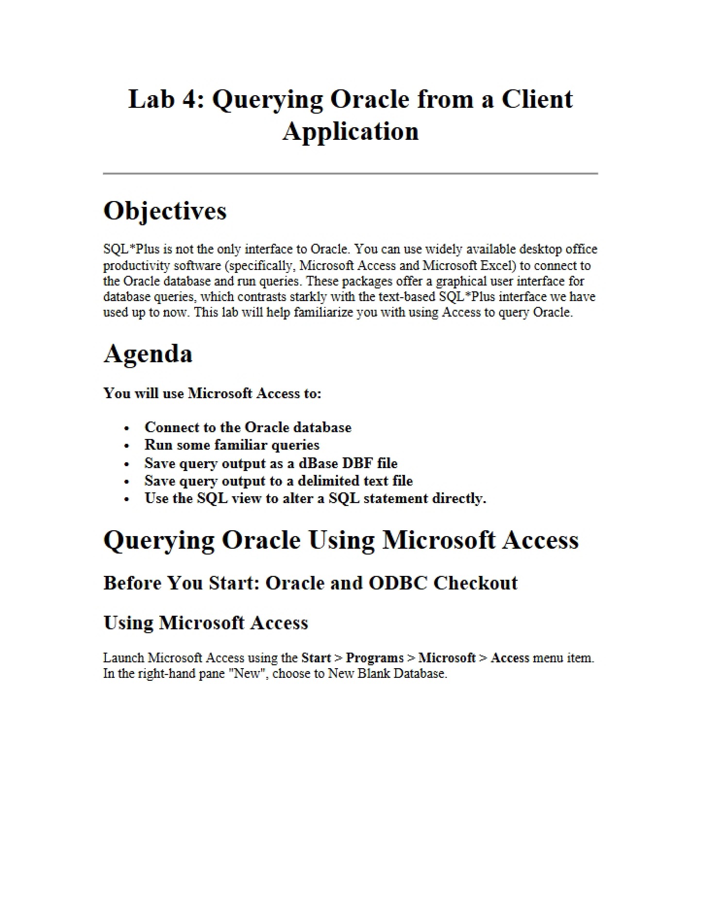 Client Application Oracle Querying