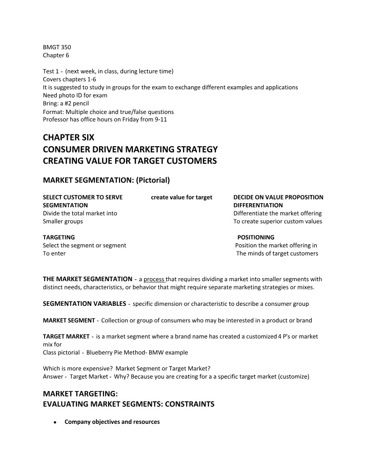 Week 6 Lecture Notes - Principles of Marketing