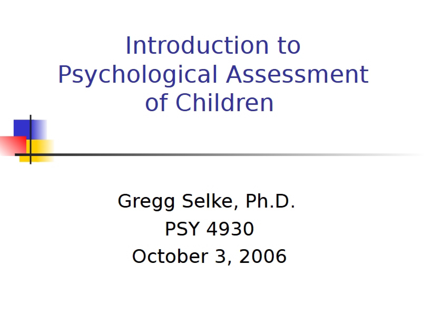 Child Psychological Assessment