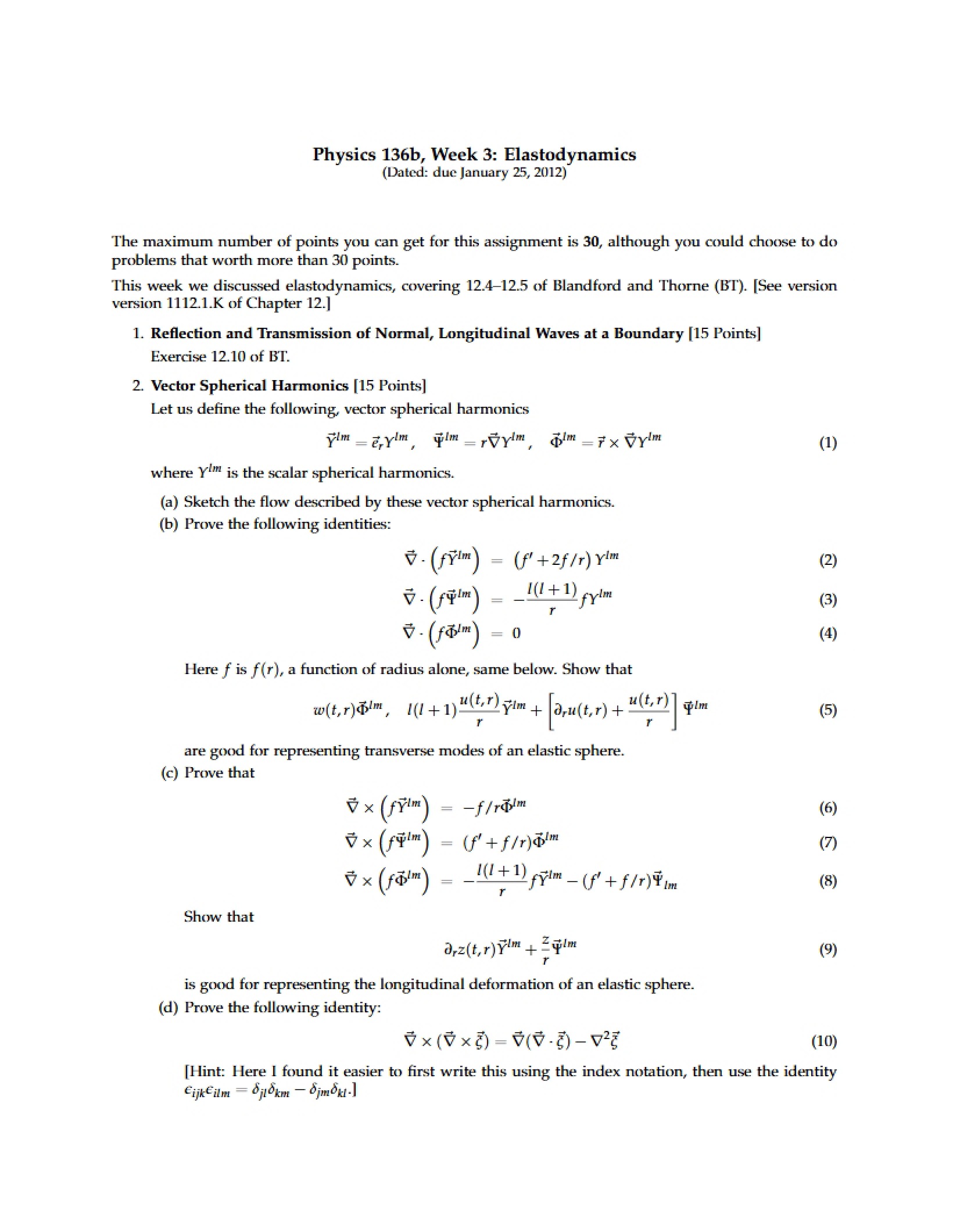 Elastodynamics Lecture Content