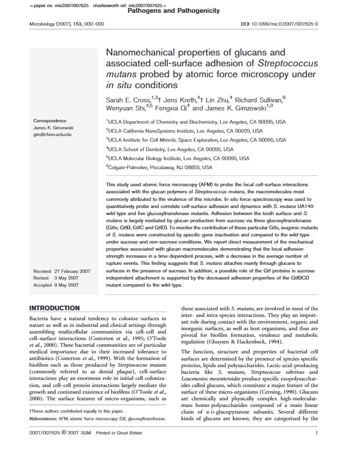 Glucans Nanomechanical Properties