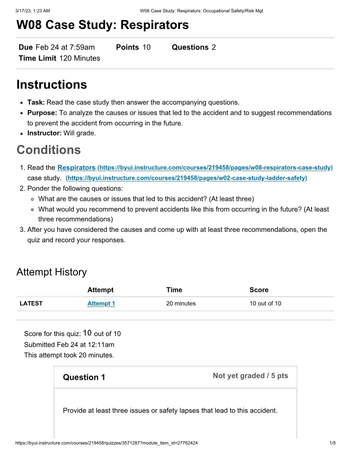Respirators Case Study - W08
