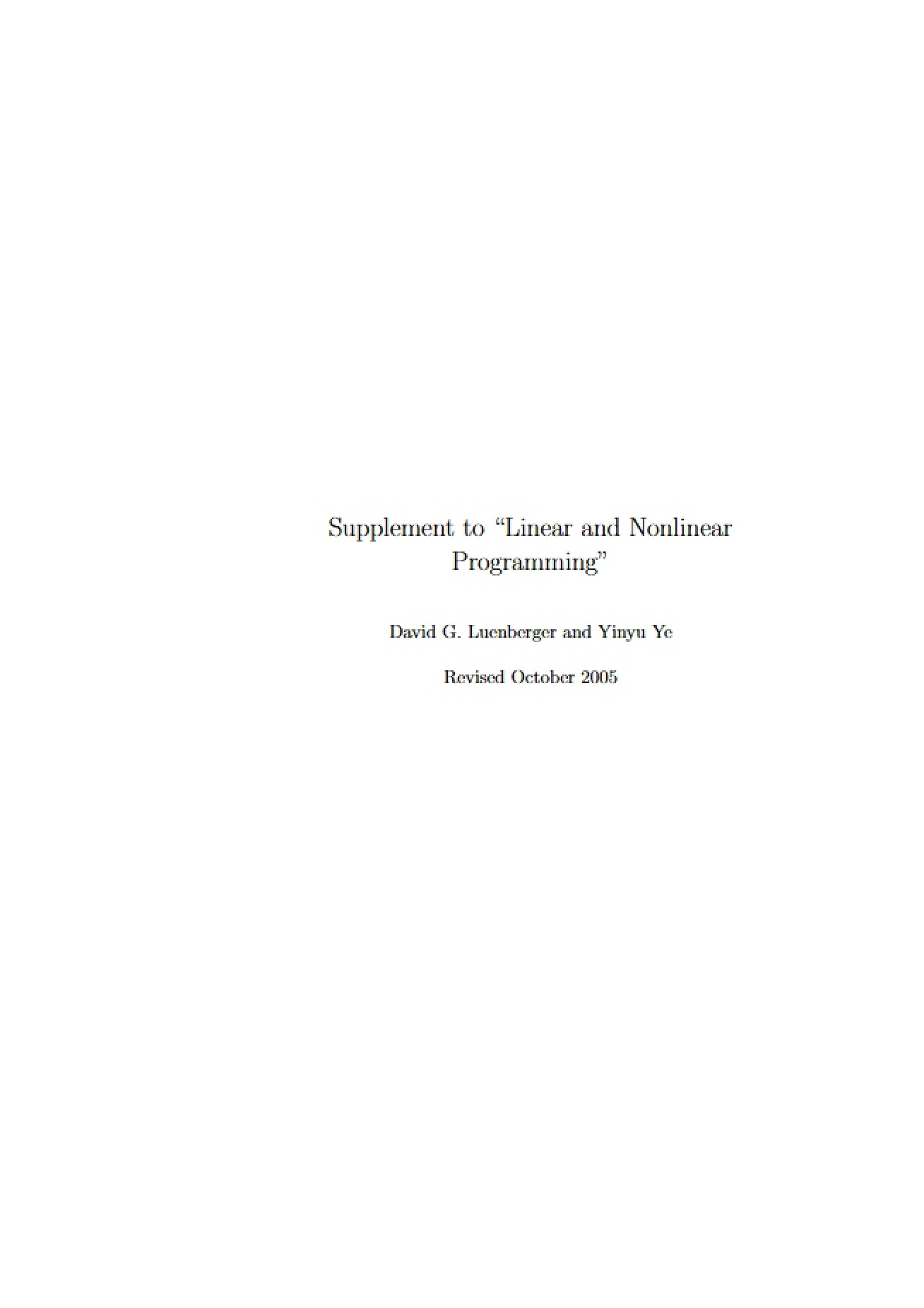Overview of Linear and Nonlinear Programming