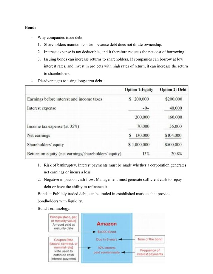 Analysis of Bonds and Cash Flow Statements
