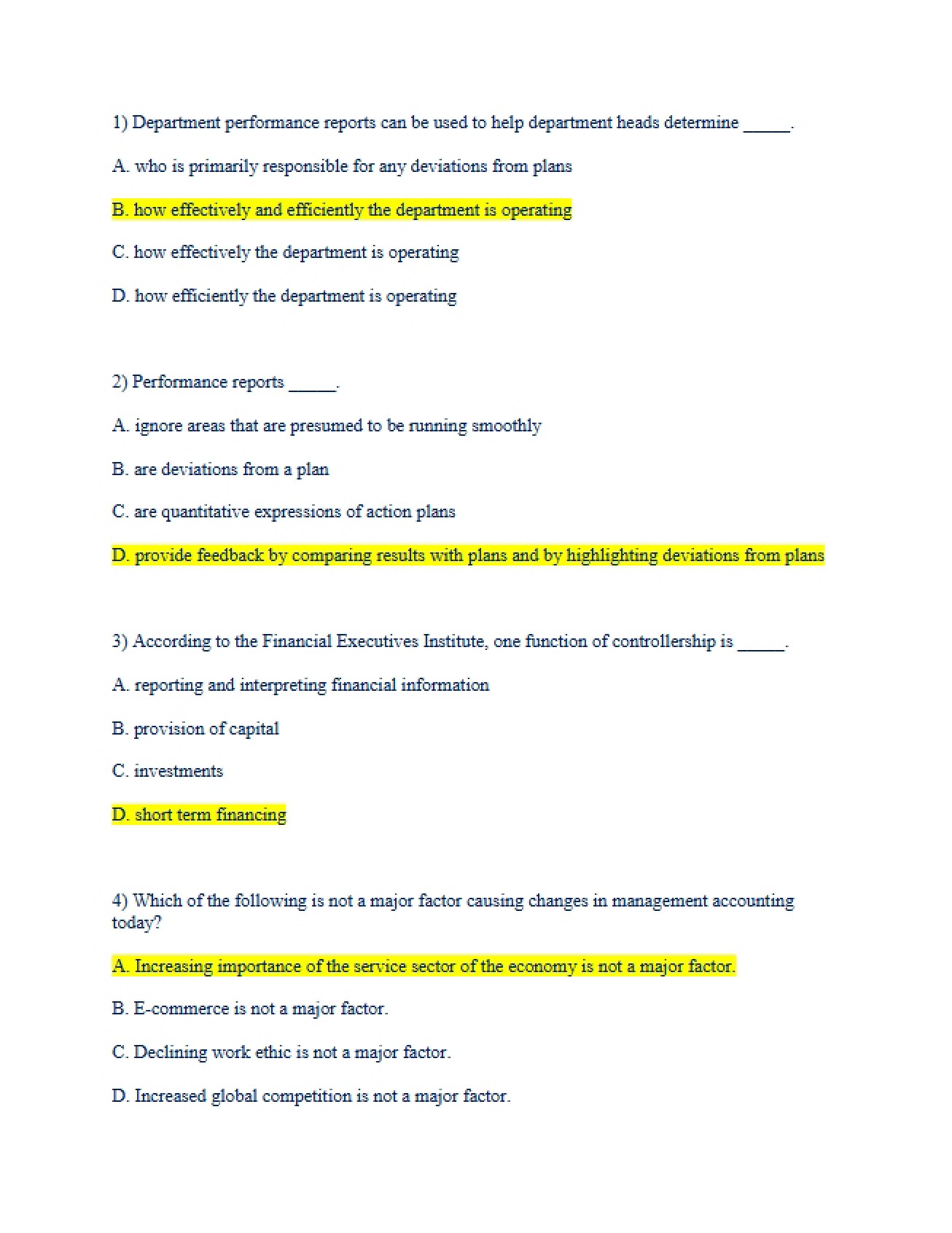 Managerial Accounting Final Exam