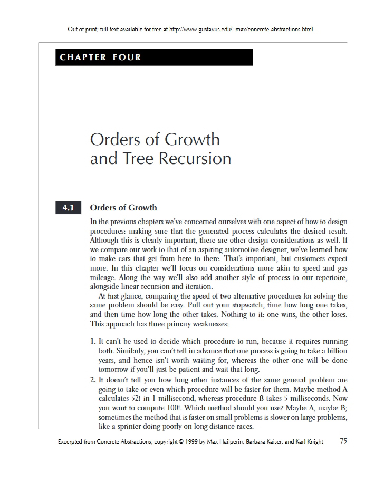 Tree Recursion and Growth Orders
