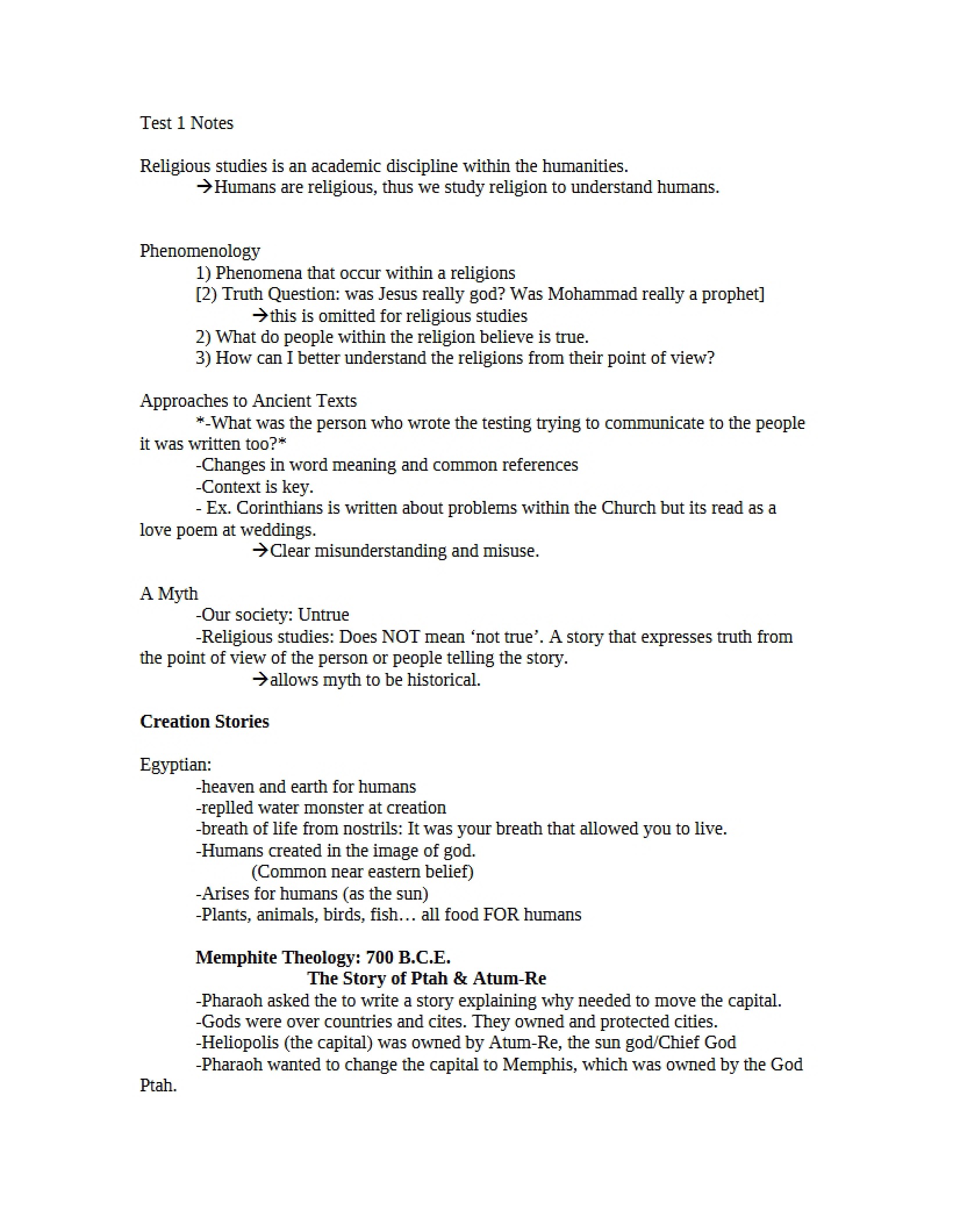 Notes for Test 1