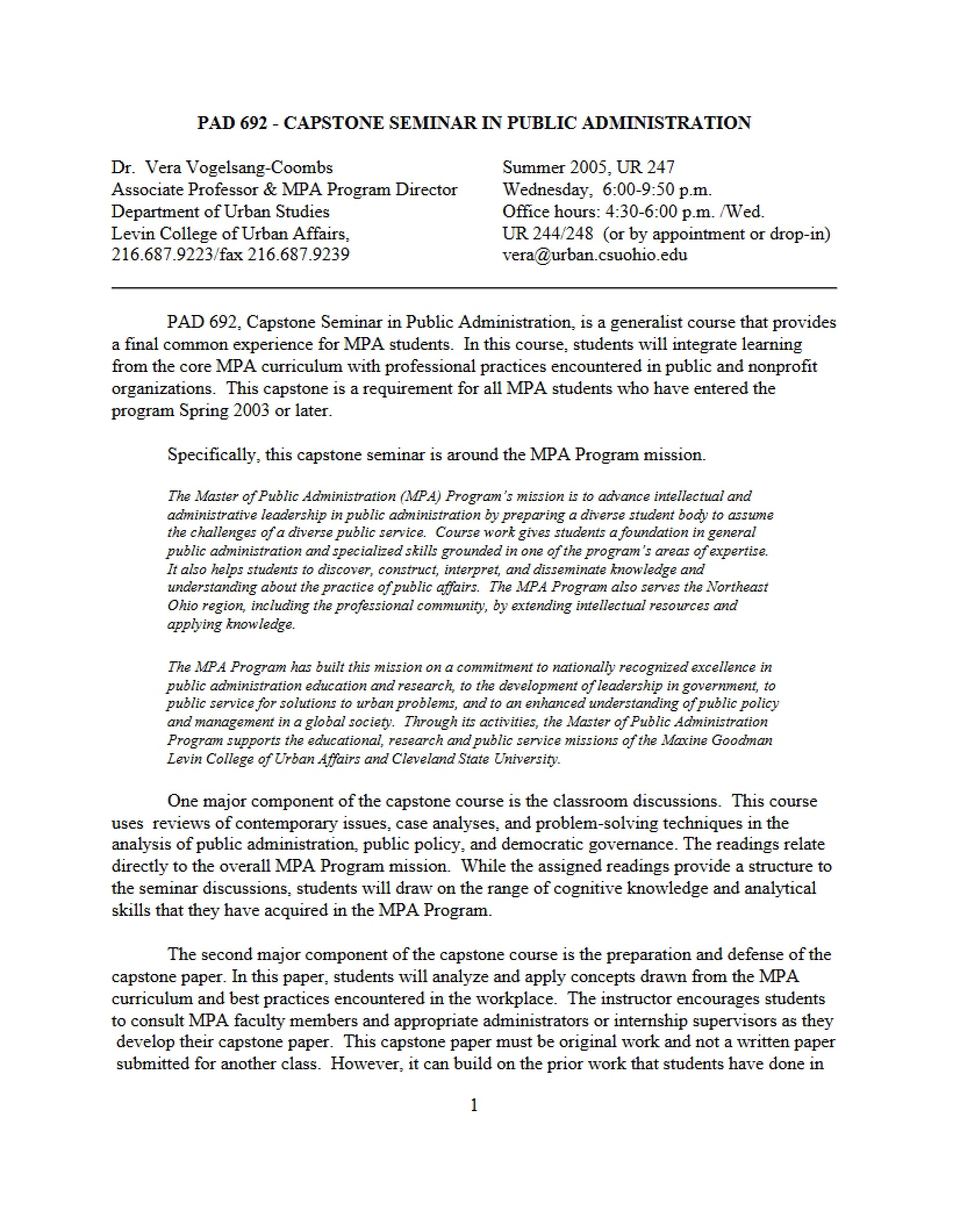 Syllabus Public Admin Capstone