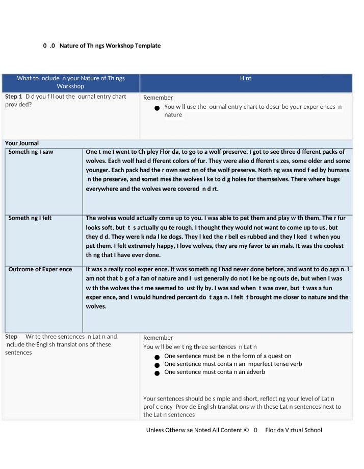 Workshop Template for Nature of Things