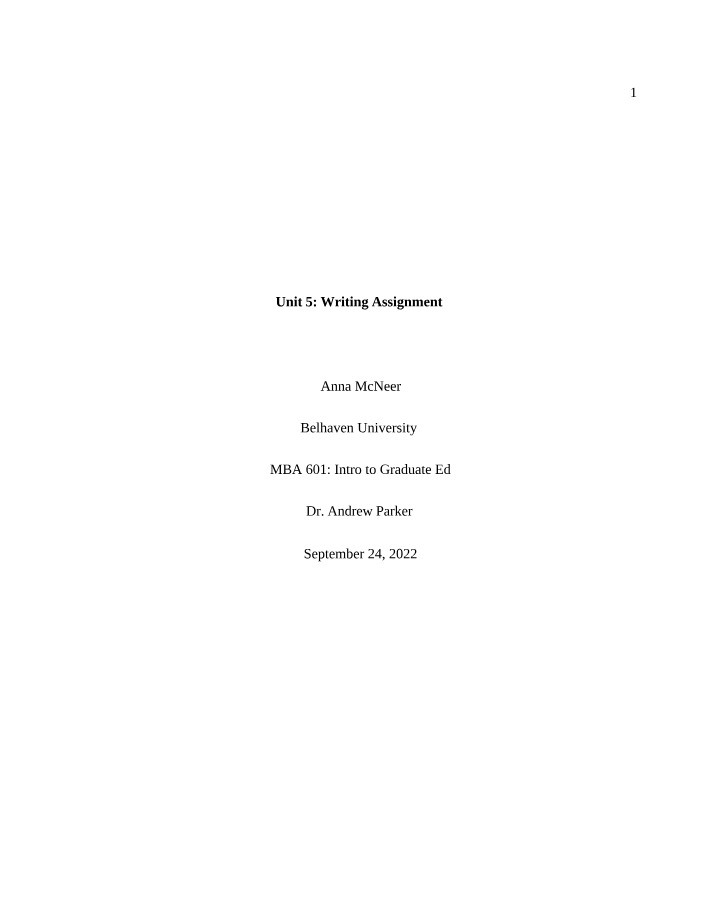 Writing Assignment - Unit 5