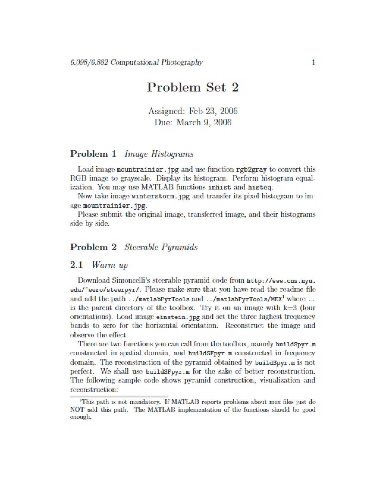 Photography Problem Set 2