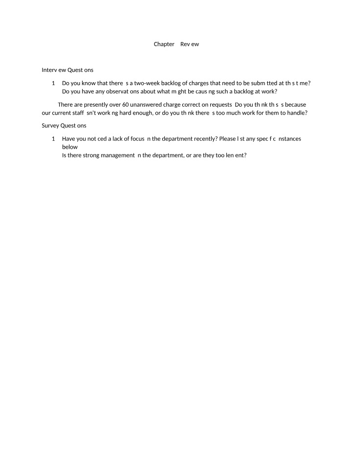 Chapter 7 Review - Identifying Backlog and Management Issues