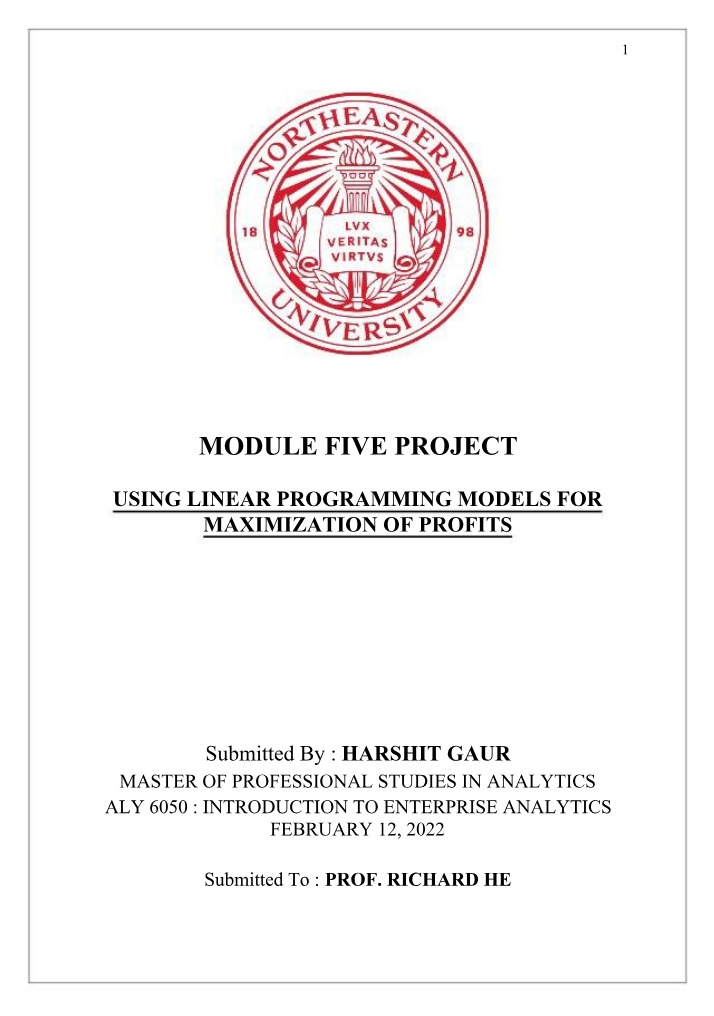 Maximizing Profits Using Linear Programming Models