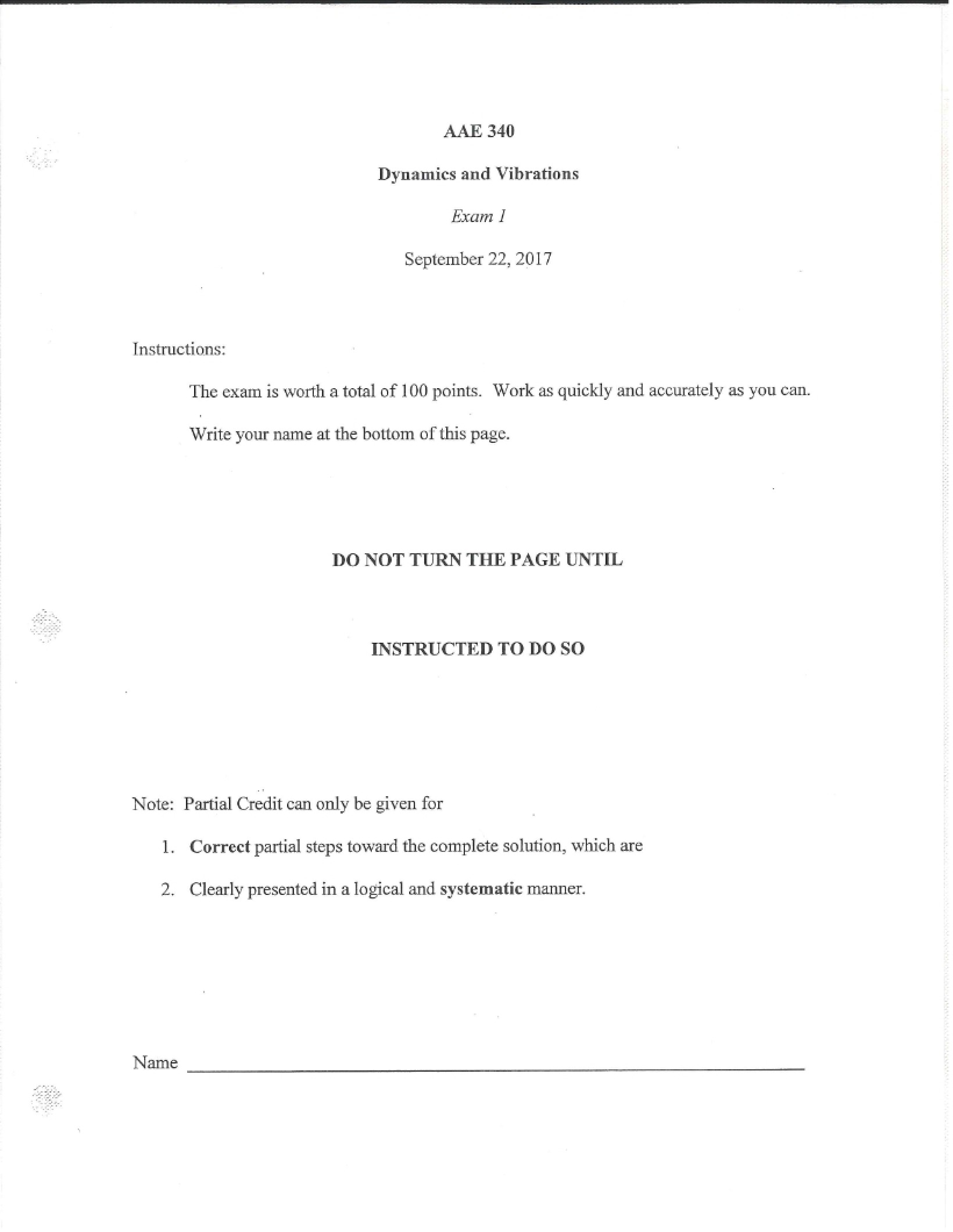 First Examination