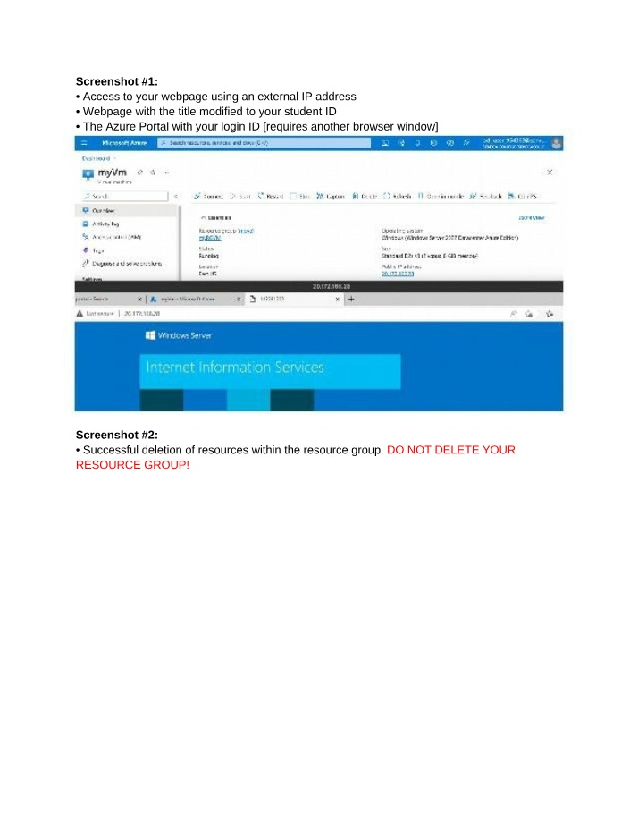 Access Webpage with External IP Address and Modify Title Azure VM Two