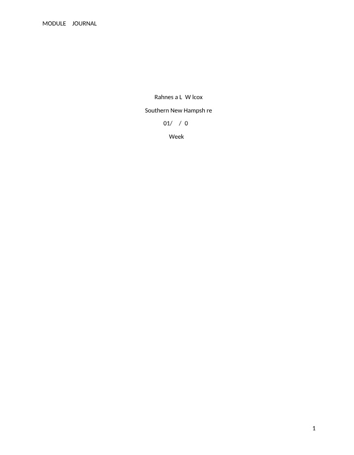 Journal for Module 4