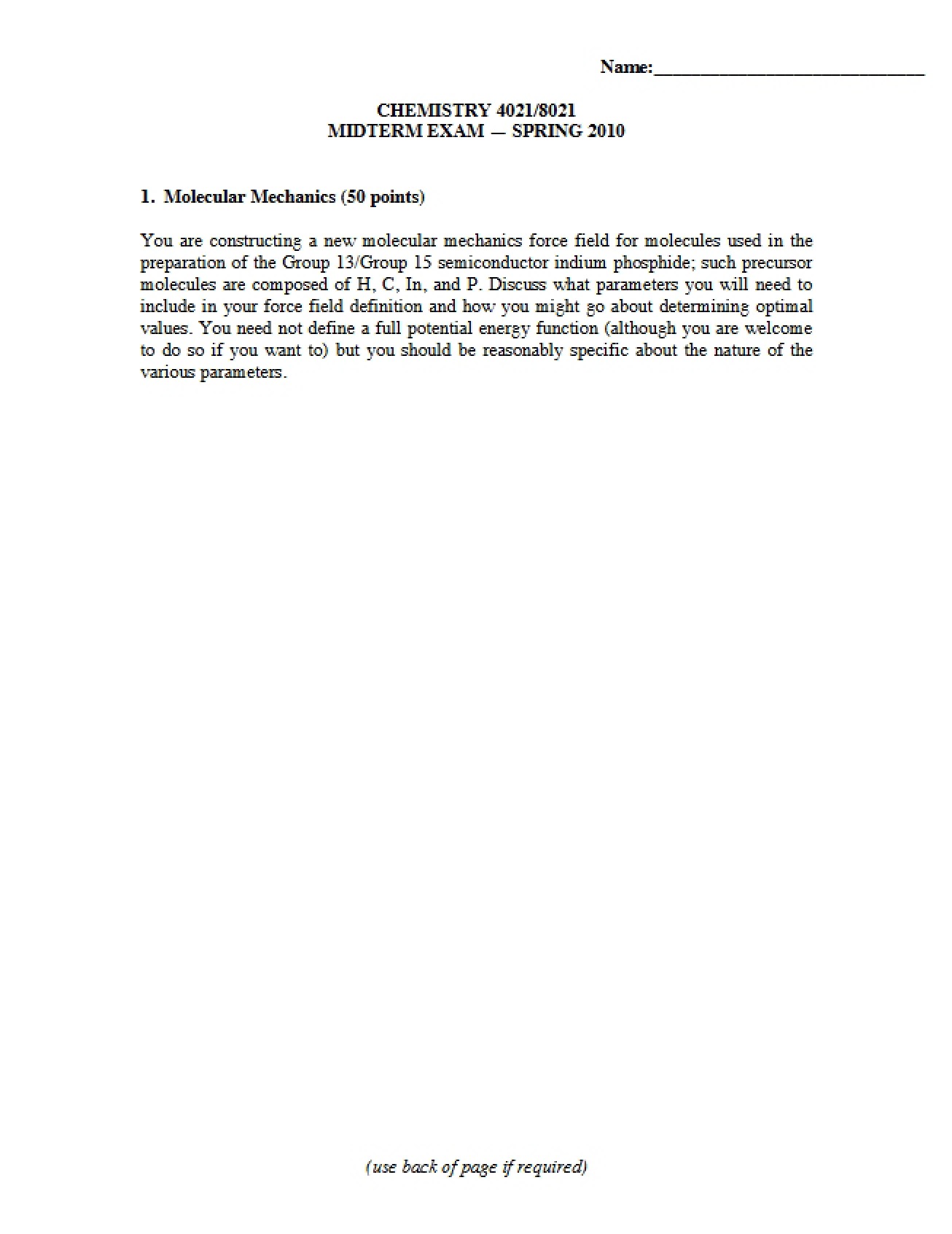 Midterm Examination Paper