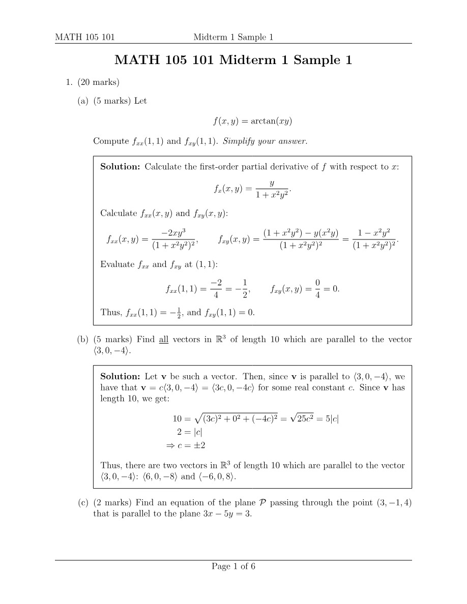 Sample 1 for Midterm 1