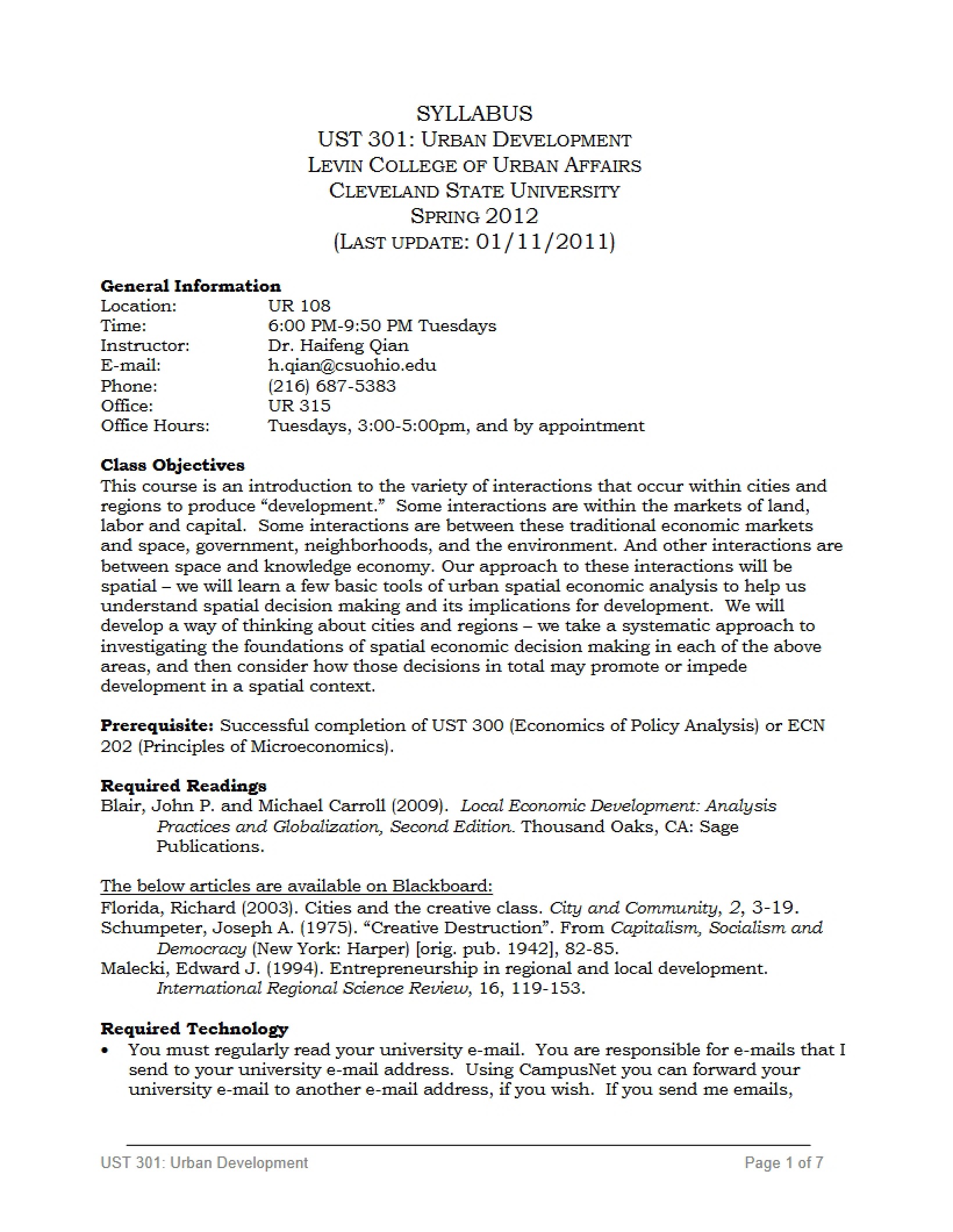 Syllabus Urban Development
