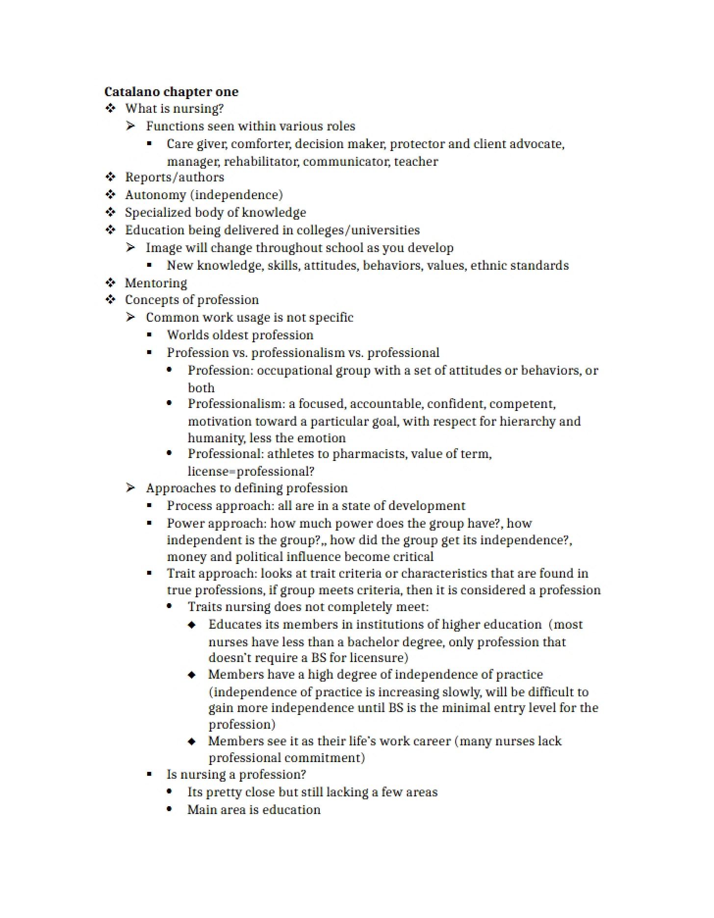 Study Guide for NURS Exam 1