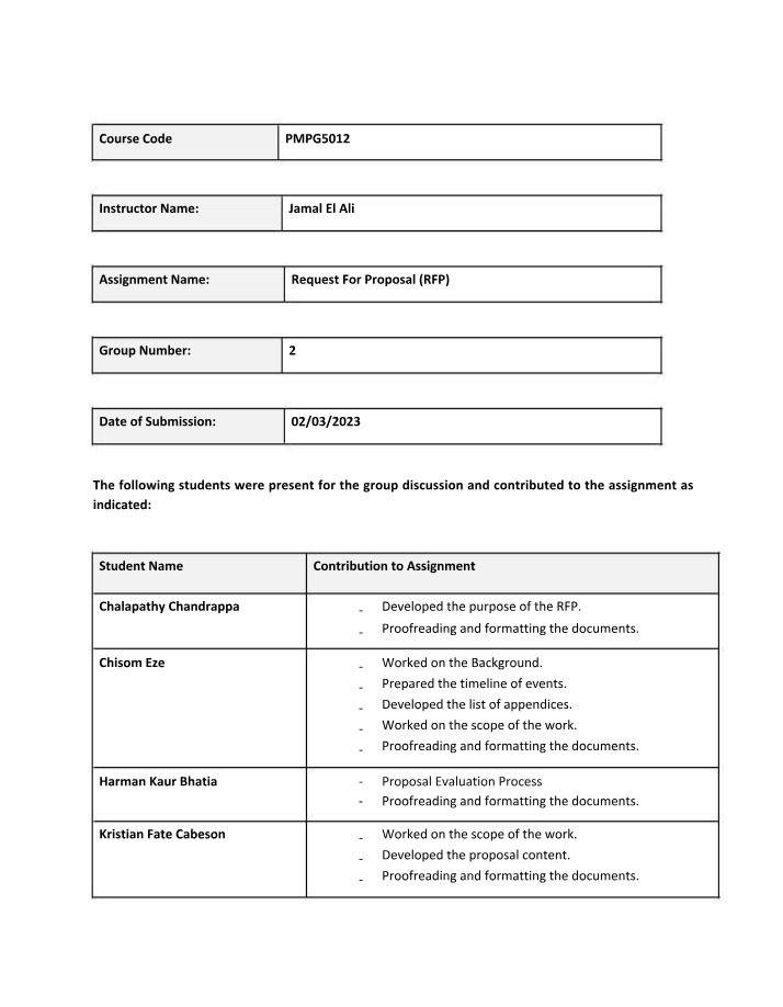 Whales Bank - Request for Proposal