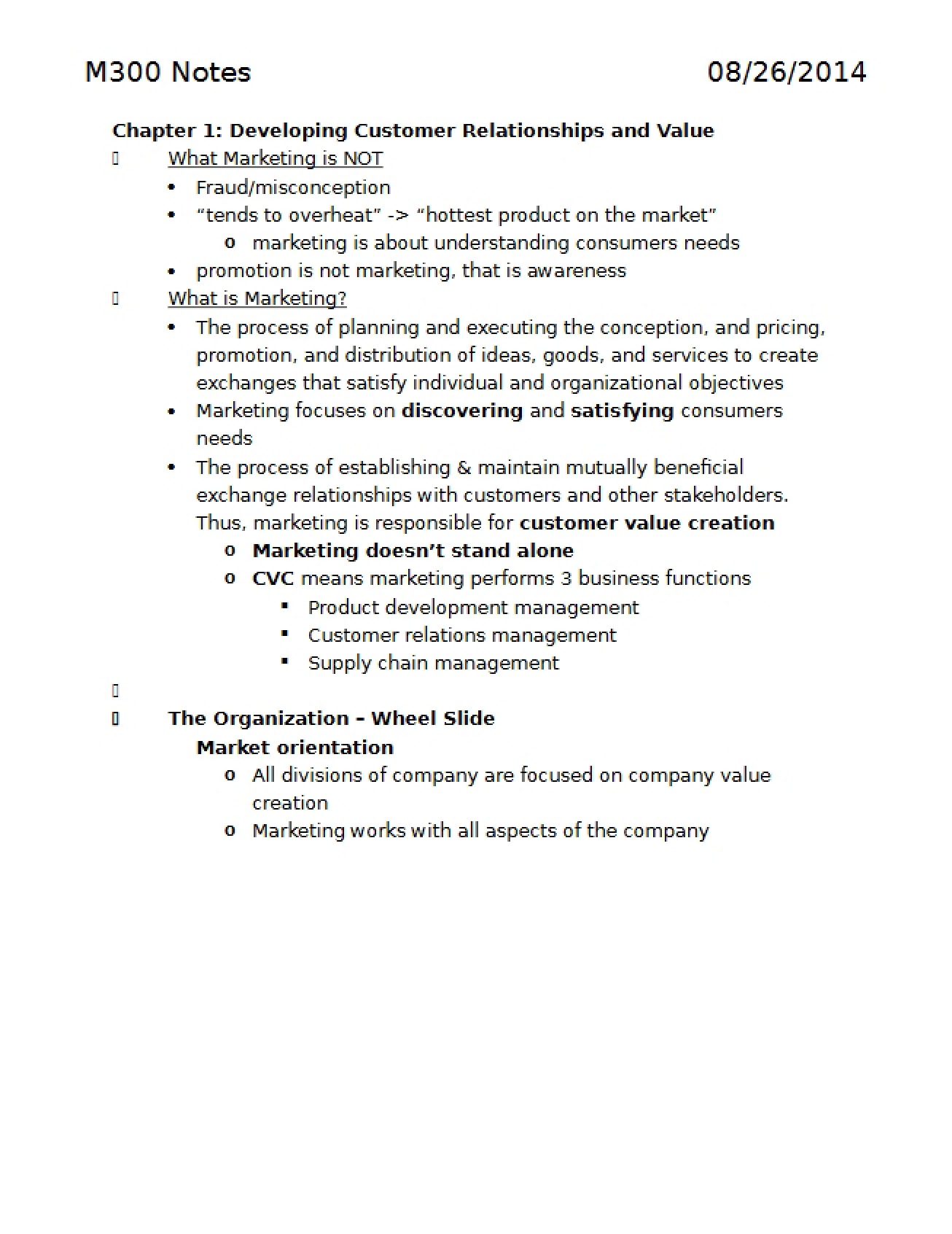 Marketing Course Notes