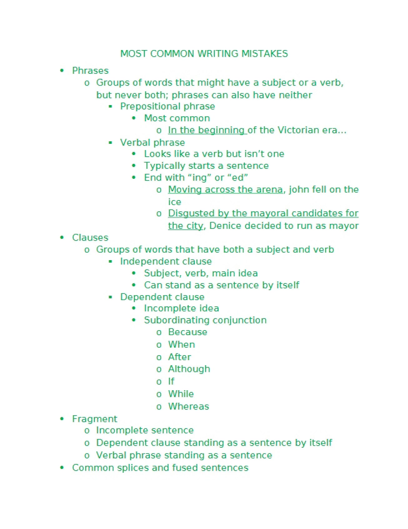 Common Mistakes in Writing