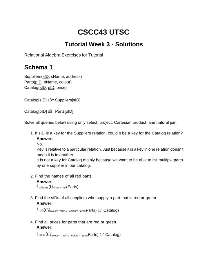 Week 3 Tutorial Solutions