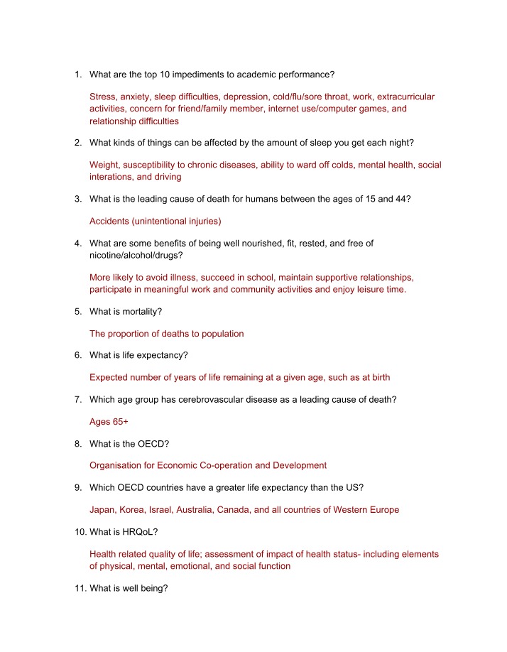 Top 10 Academic Performance Impediments - Stress and Anxiety